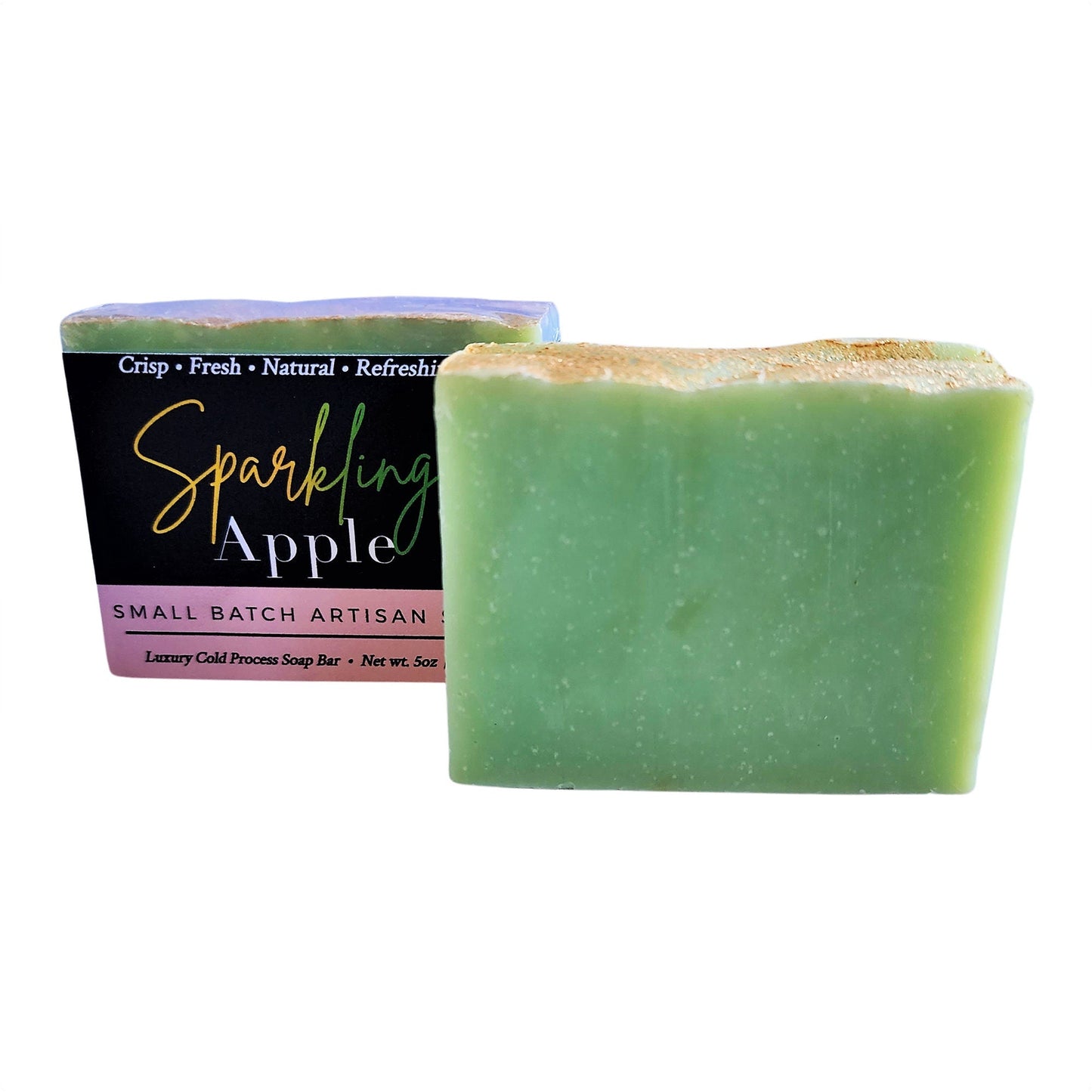 Sparkling Apple Soap captures the bright, invigorating scent of orchard-fresh apples with the fizzy essence of sparkling cider.