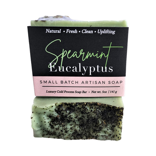 Spearmint Eucalyptus Soap - Energizing. Cooling. Invigorating. -  Pure spearmint & eucalyptus oils for natural aromatherapy - Cooling sensation on skin for a refreshing cleanse