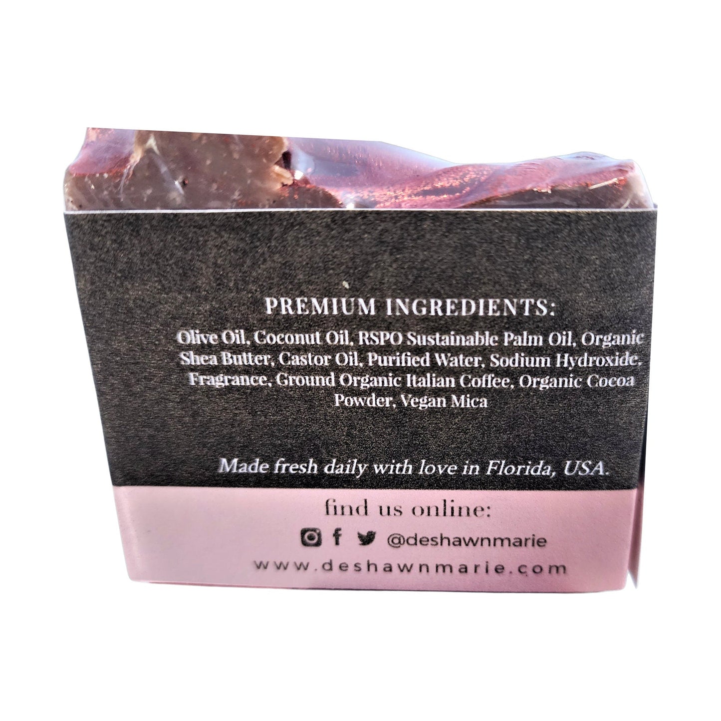 Hot Mocha Coffee Soap - Real coffee grounds for gentle exfoliation - Raw cocoa adds richness and skin-loving benefits - Naturally darkens over time into a rich brown with coppery hues