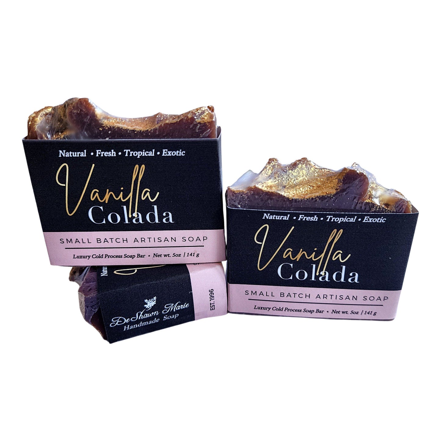 Vanilla Colada Handmade Soap -  Island-inspired scent with creamy vanilla, sweet coconut, and a splash of rum - Deeply cleanses and nourishes