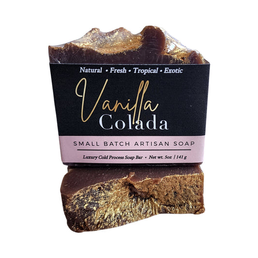 Vanilla Colada Handmade Soap -  Island-inspired scent with creamy vanilla, sweet coconut, and a splash of rum - Deeply cleanses and nourishes