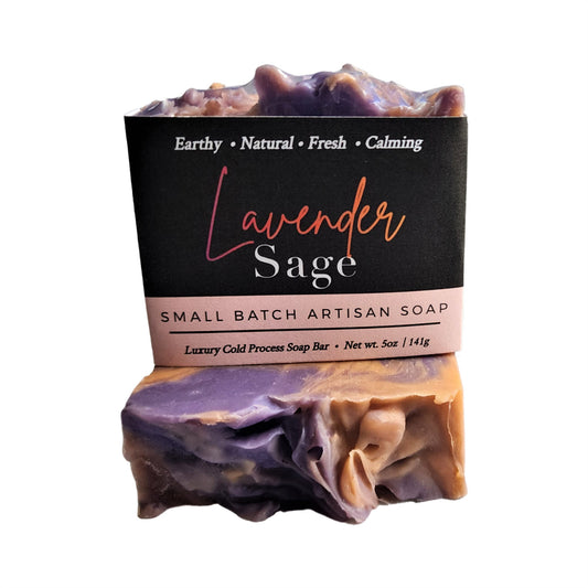 Lavender Sage Soap - Earthy. Floral. Spiritually Uplifting - Fresh, clean aroma of wild sage softened by blooming lavender - Leaves you feeling refreshed, balanced, and renewed