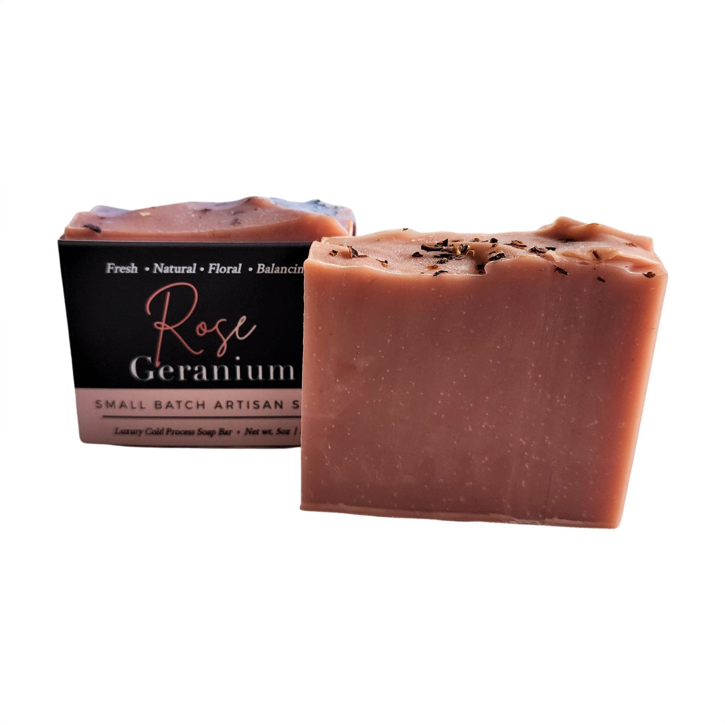 Rose Geranium Soap - Romantic floral aroma that uplifts and soothes - calming blend of rose fragrance and geranium essential oil .