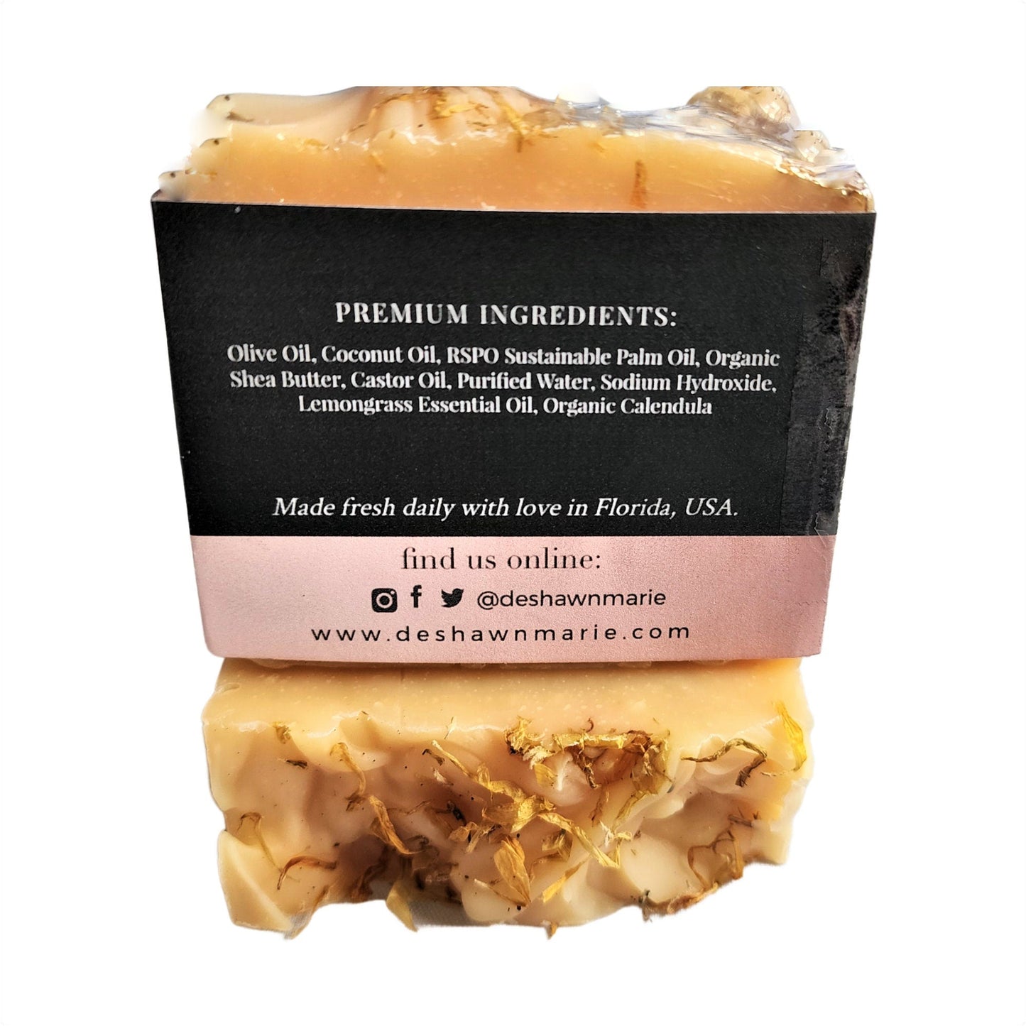 Lemongrass Calendula Soap - Uplifting Bright  Naturally Beautiful - blends zesty lemongrass essential oil with soft, skin-soothing calendula petals.