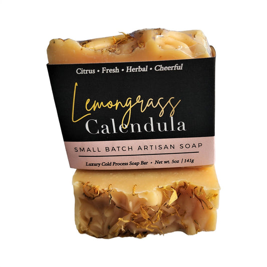 Lemongrass Calendula Soap - Uplifting Bright  Naturally Beautiful - blends zesty lemongrass essential oil with soft, skin-soothing calendula petals.