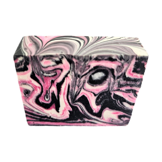 Frankincense Sandalwood Soap - Hand-swirled in rich pinks, deep charcoal, and creamy whites, every bar is a one-of-a-kind work of art.