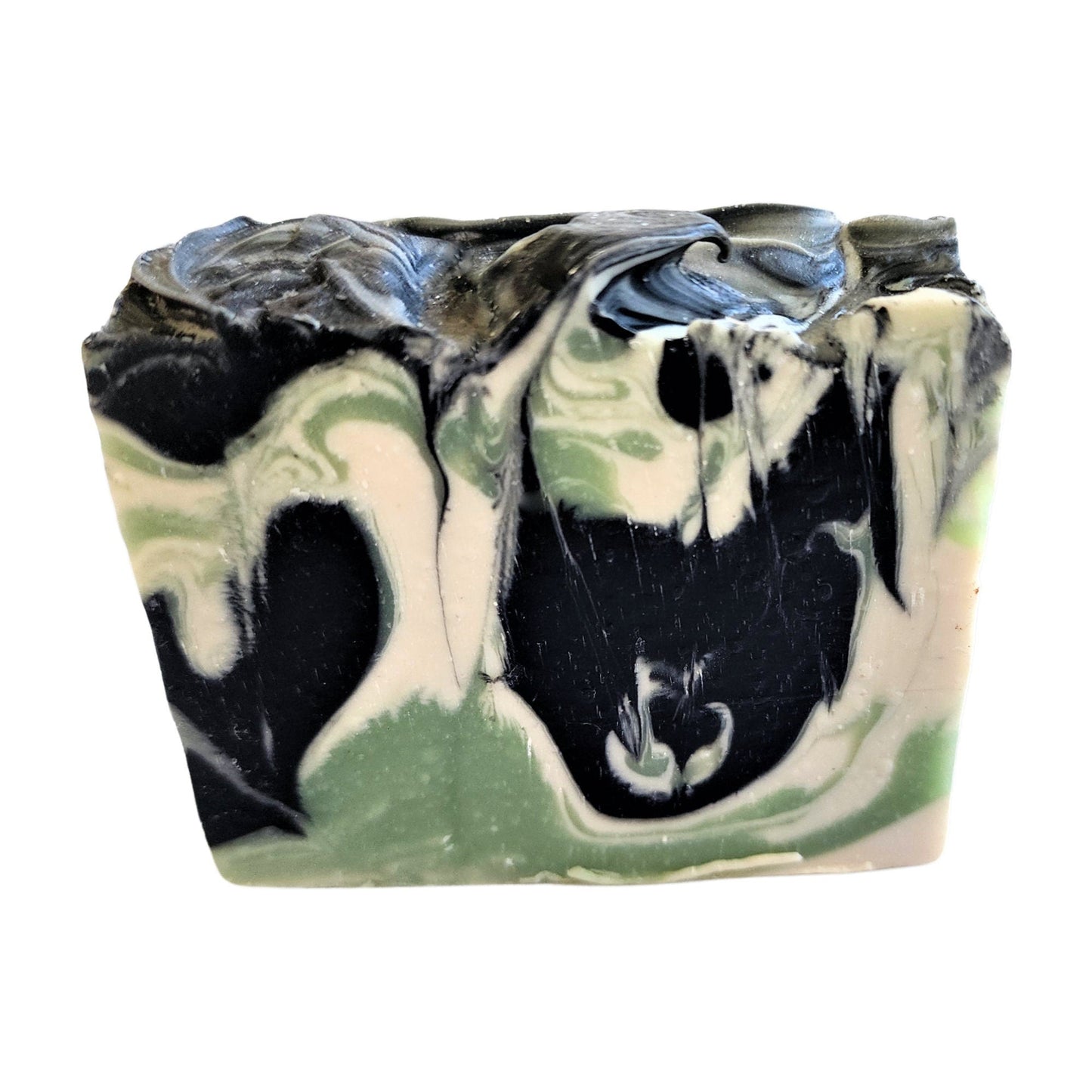 Charcoal Mint Soap – Detox Meets Refresh - With mesmerizing swirls of seafoam green, crisp white, and detoxifying black, this bar is a showstopper — and a skin savior.