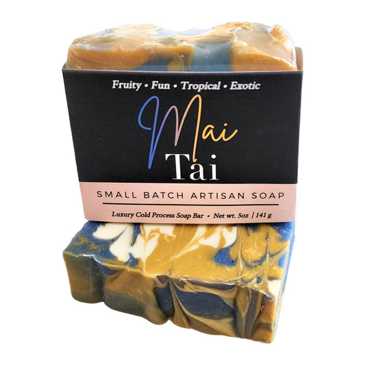 Mai Tai Soap - Tropical. Bright. Island Vibes - Bright, fruity aroma reminiscent of a fresh tropical Mai Tai - Transportive scent that boosts mood and brings beachy bliss.