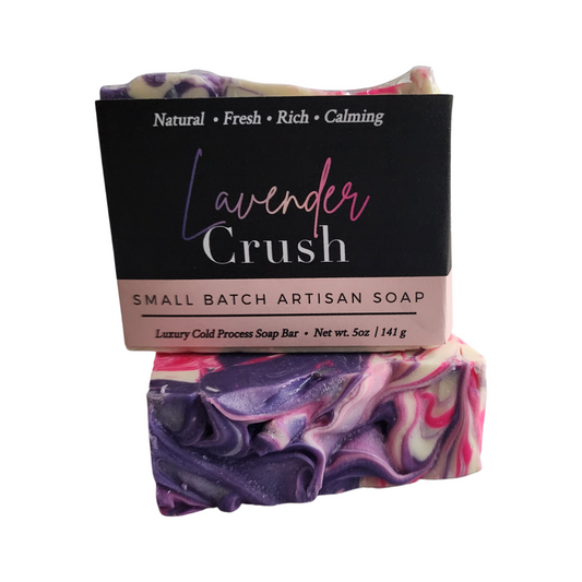 Lavender Crush Soap - Cheerful. Calming. Crush-Worthy. - Authentic lavender scent: a balanced blend of French and English lavender