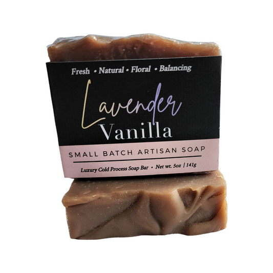 Lavender Vanilla Soap - A timeless blend of earthy French Lavender essential oil and smooth, velvety Vanilla Bean.